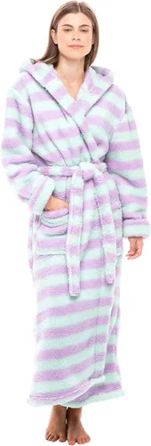 Miniatura 3 de Alexander Del Rossa - Bata de baño larga de cálido y suave vellón, con capucha, para mujer, para el invierno