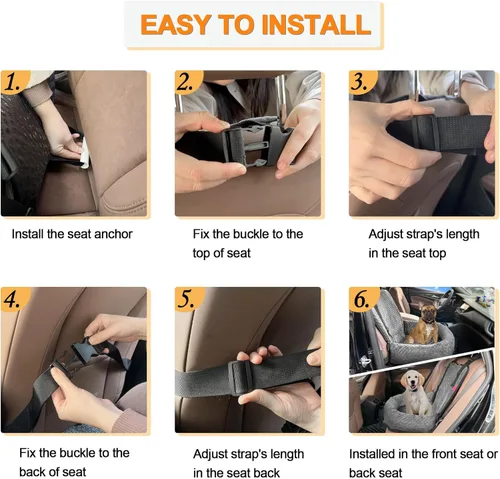 Miniatura 7 de Sephyroth Asiento de automóvil para perros pequeños/medianos, cama de automóvil para perros, asiento de seguridad de viaje lavable para mascotas