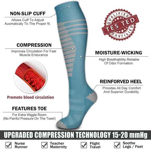 Miniatura 18 de 6 Pack Copper Compression Socks for Women and Men Circulation-Best Support for Medical, Running,Nursing,Athletic