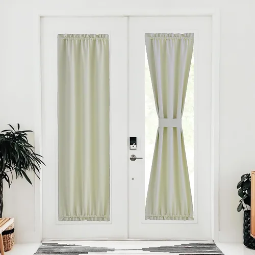 Miniatura 297 de NICETOWN Cortinas opacas unicolor con aislamiento térmico para puerta francesa, granja, oscurecimiento de habitación, puertas y ventanas de Marrón