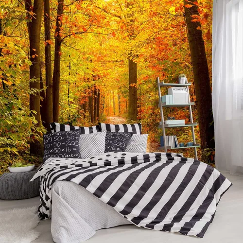 Miniatura 7 de Mural de pared de bosque nebuloso con escena de pino, papel tapiz de tela para sala de estar, dormitorio, baño, mural de montaña - 91"x65