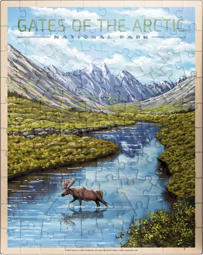MyPuzzle Gates of The Arctic National Park - The Arctic Whisper, póster de viaje vintage, rompecabezas de 100 piezas para adultos