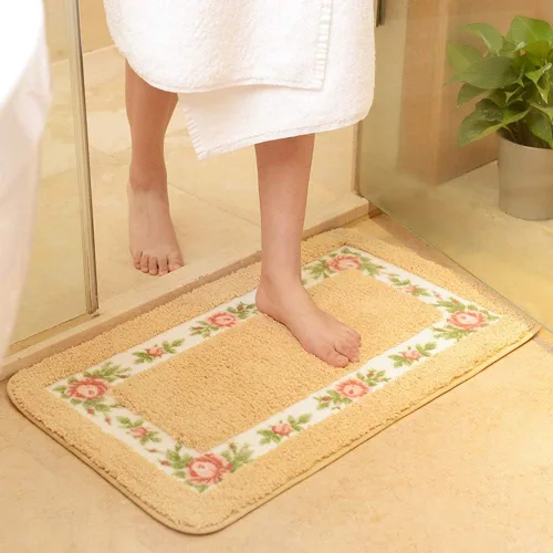 Miniatura 15 de vctops Elegante tapete de baño con diseño de rosas y flores, tapete de bienvenida para cocina, suave, antideslizante, absorbente, verde, 28 x 55