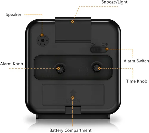 Miniatura 5 de JXTZ Reloj despertador analógico, reloj de noche alimentado por batería, reloj de viaje silencioso sin tictac con luz nocturna, repetición, fácil