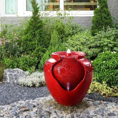 Miniatura 4 de Teamson Home Fuente de maceta para exteriores con luces LED y bomba, fuente de agua de suelo para patio, jardín, patio trasero, terraza decoración