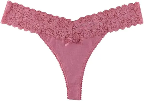 Miniatura 4 de Tangas de algodón para mujer, variedad de tangas con ribete de encaje, paquete de 10 unidades de calzones tangas