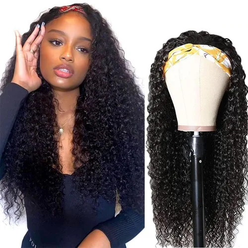 Miniatura 19 de Punmasa Peluca de cabello humano con diadema de onda profunda 99J de cabello humano para mujer, sin pegamento, sin encaje frontal, hecha a máquina