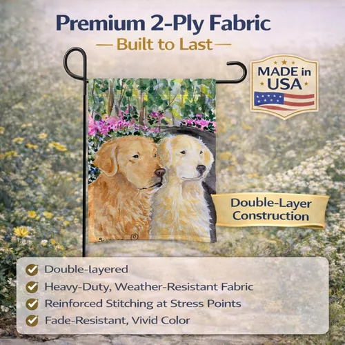Miniatura 5 de Caroline's Treasures SS8974GF - Bandera decorativa para jardín con diseño de Golden Retriever para jardín, jardín, jardín, multicolor Golden