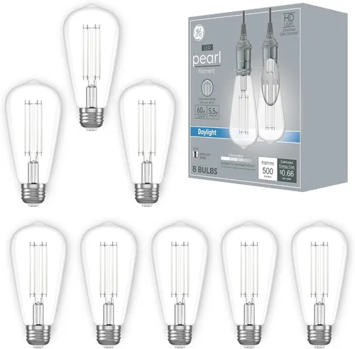 Miniatura 6 de GE Bombilla LED ST19 de estilo vintage, bombilla estilo Edison, vidrio ámbar, repuesto de 60 vatios (paquete de 16)