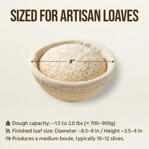 Miniatura 3 de Cesta para fermentación de pan Banneton - Suministros para hornear pan de masa madre – Kit de inicio para masa madre – Cesta para fermentación