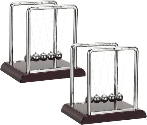 Miniatura 8 de PATIKIL Paquete de 2 cradle Newtons, péndulo de cuna de Newton, 5 bolas de equilibrio, juguetes de escritorio, bola de gravedad, juguetes divertidos
