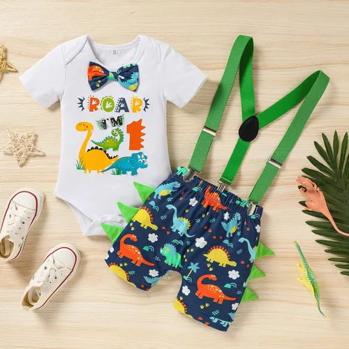 Miniatura 2 de Viworld Conjunto de ropa de manga corta con tirantes ajustables en Y para bebé, para el primer cumpleaños