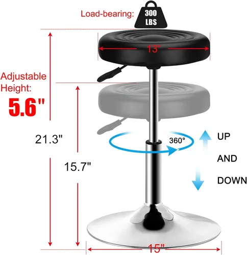 Miniatura 2 de QiCheng & LYS - Taburete redondo de oficina, altura ajustable, taburete de 360 grados, para oficina, hogar, cocina, belleza, taburete sin ruedas