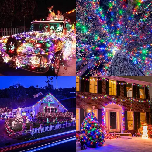 Miniatura 7 de Luces de Navidad multicolor, 75 pies, 200 luces de cadena LED de Navidad conectables, 8 modos, temporizador, luz de hadas parpadeante impermeable