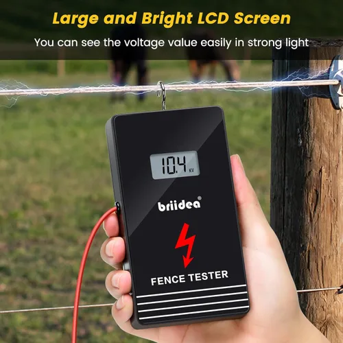Miniatura 3 de briidea - Probador eléctrico de valla de 300 V-15000 V, con pantalla LCD grande y recordatorio de batería baja, diseñado para tu solucionador