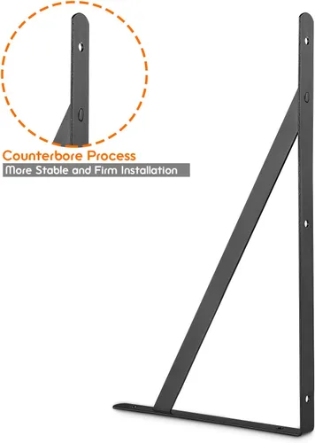 Miniatura 4 de STARVAST Paquete de 4 soportes de estante resistentes de 11.8 x 7.5 pulgadas, estantes flotantes negros triangulares, ángulo de 90 grados, soporte