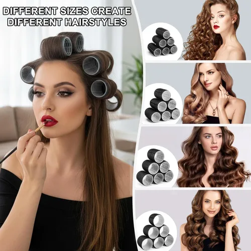 Miniatura 3 de BESSEEK - Juego de rodillos de cabello de 4 tamaños para mujeres - 50 piezas, rodillos rizadores con pinzas, rodillos de cabello de autoagarre