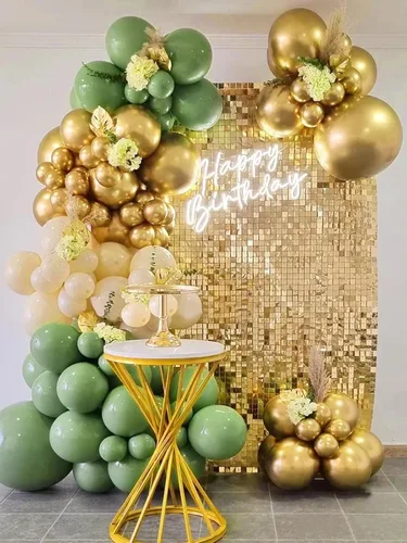 Miniatura 4 de FOTIOMRG - Kit de guirnalda de globos dorados metálicos de 110 piezas, globos de látex cromados de oro de 18/12/10/5 pulgadas de diferentes tamaños
