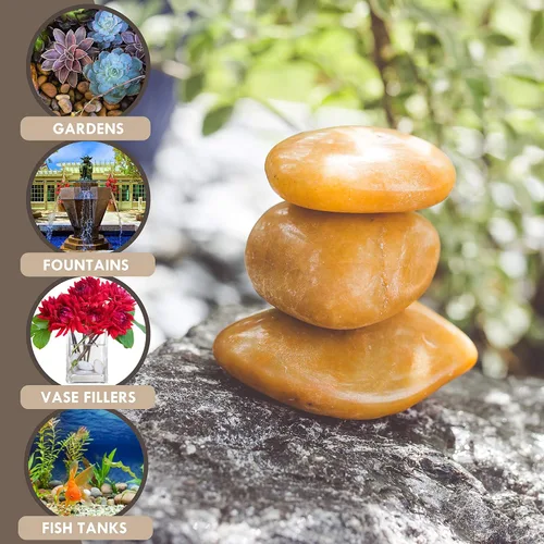 Miniatura 5 de 5 libras aprox. 130 piedras de río para plantas, piedras pulidas decorativas naturales para macetas, rocas suculentas, grava de acuario