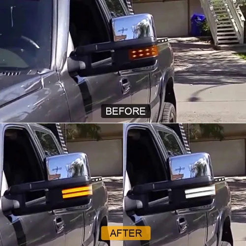 Miniatura 2 de ROCCS Luces intermitentes de señal de giro blancas DRL LED para espejo lateral de remolque, compatibles con Chevy Silverado GMC Sierra 2014–2019 OEM
