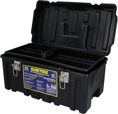 Miniatura 2 de SURTEK Caja de Herramientas - 21" x 11" x 10" Portaherramientas Móvil con Construcción de Plástico ABS Moldeado y Diseño de Cierre Metálico de Doble