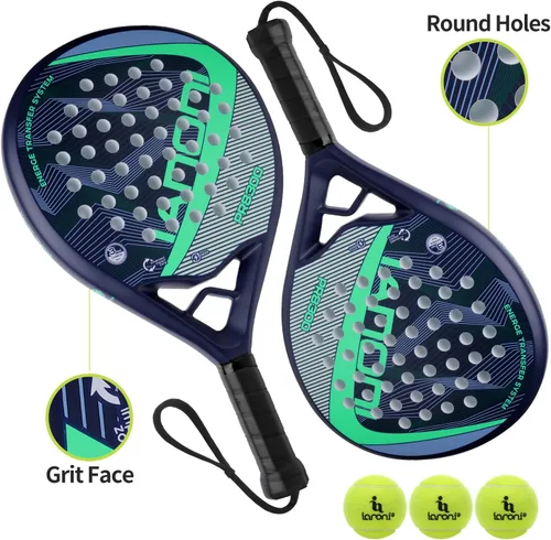 Miniatura 8 de Pala de pádel Superficie de Fibra de Carbono con núcleo de espuma EVA Memory Flex Pala de pádel ligera verde (8300-Green-2pcs)