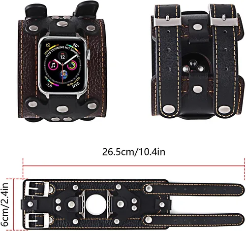Miniatura 5 de VIQIV Correas de cuero compatibles con Apple Watch 38/40/41/42/44/45/1.929 in Series 9 8 7 6 5 4 SE Ultra Band para mujeres y hombres, correas