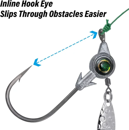 Miniatura 6 de Dr.Fish Paquete de 10 jigs Underspin Jigs Heads 3D Eye Freshwater Swimbait Jig Freshwater Bass Walleye Fishing Mustad Hooks Sauce Blade 1/8oz, Sin