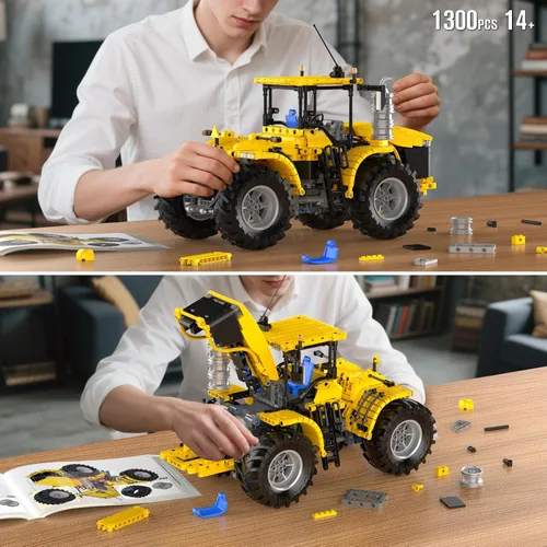 Miniatura 6 de Mould King 17081 RC Technik City Tractor Building Set, MOC Semi Construcción Vehículos Farm Sets para Adultos, 1401 Piezas Control Remoto