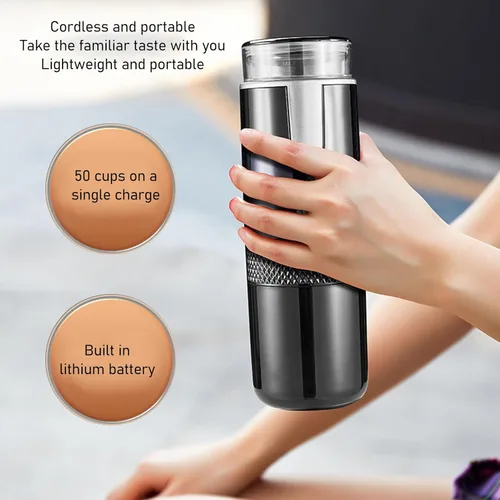 Miniatura 3 de Máquina de café espresso portátil, cafetera de viaje compatible con cápsulas NS y café molido, máquina de café espresso portátil operada manualmente