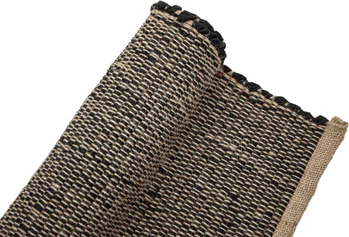 Miniatura 4 de Chardin home Alfombra de pasillo de yute y algodón negro, alfombra reversible tejida a mano de 2 x 5 pies, decoración rústica de yute negro y natural