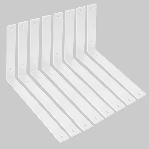 Miniatura 14 de Soportes para estantes de pared de 10 pulgadas, 8 soportes resistentes para estantes, soportes industriales rústicos de metal blanco para estantes