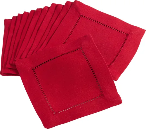 Miniatura 103 de SARO LIFESTYLE Servilleta de cóctel con borde cosido (juego de 12), negro, 6"x6