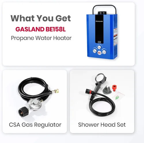 Miniatura 6 de GASLAND Outdoors Calentador de agua sin tanque de propano, 1.58 GPM 6L Calentador de agua portátil a gas, Protección contra sobrecalentamiento