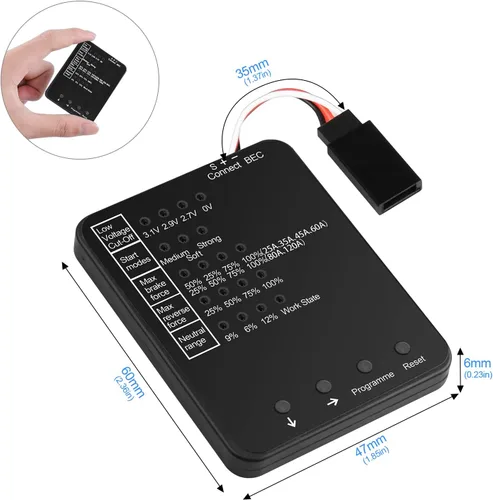 Miniatura 7 de Surpass Hobby ESC Tarjeta de programación RC Car Controlador electrónico de velocidad LED Tarjeta de programa solo compatible con Supass Hobby Negro