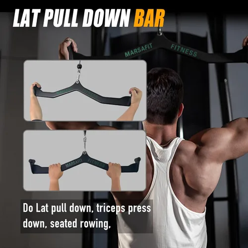 Miniatura 3 de MARSAFIT Gimnasio en casa, fitness, remo, barra en T, polea en V, accesorio para máquina de cable, barra de bíceps Curl Tricep LAT Pulldown Bar Back