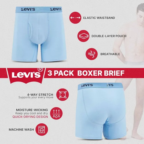 Miniatura 5 de Levi's Calzoncillos tipo bóxer para hombre, algodón elástico transpirable para hombre, paquete de 3