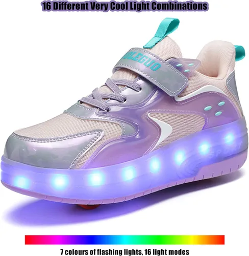 Miniatura 37 de Tenis con ruedas para niños y niñas, tenis deportivos recargables con luz LED para principiantes, el mejor regalo