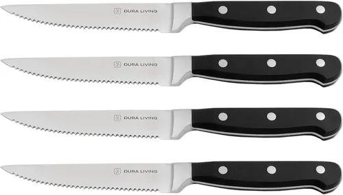Miniatura 24 de DURA LIVING Cuchillo Santoku de 7 pulgadas, hoja de acero inoxidable de alto carbono afilada, mango remachado ergonómico forjado, cuchillo de chef