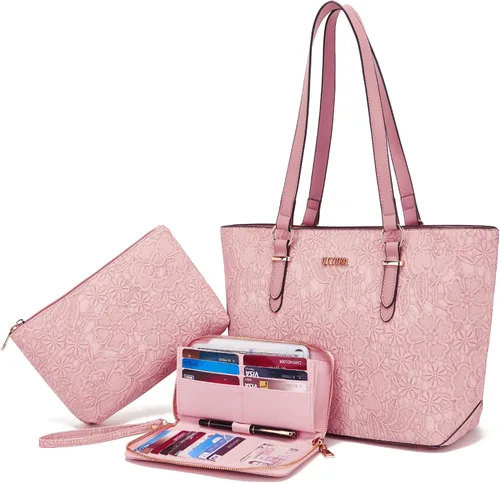 Miniatura 13 de Qiyuer - Juego de carteras y bolsos para mujer, bolso de trabajo, bolso de mano, bolso de hombro con asa superior, bolso con cartera a juego