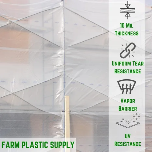 Miniatura 2 de Farm Plastic Supply - Lámina de plástico transparente reforzada con cuerda Dura Skrim - 10 mil - (12' x 150') - Rollo de polietileno reforzado
