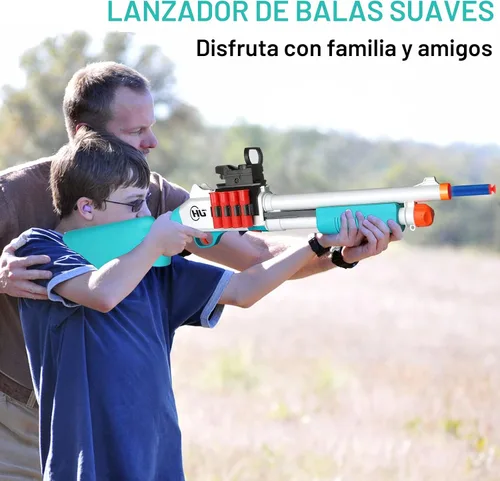 Miniatura 6 de Modelos de pistola de juguete de espuma (33 pulgadas), diseño de carcasa de salto [con 10 carcasas y 40 dardos suaves] Perfecto para juegos en Verde