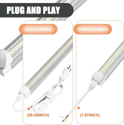 Miniatura 4 de Luces LED de tienda de 4 pies, paquete de 8 45 W, 5000 K, luz diurna 6750 lm, luz LED muy brillante para garaje, taller, almacén, fácil instalación