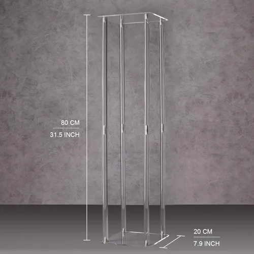 Miniatura 5 de YALLOVE Soporte acrílico para flores, juego de 2 pedestales transparentes, jarrones de 15.75 pulgadas de alto para bodas, eventos, fiestas