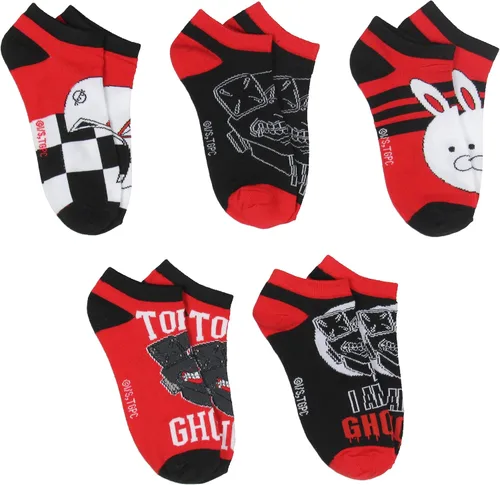 Miniatura 2 de Bioworld Tokyo Ghoul Socks - Calcetines tobilleros para adultos, 5 pares de máscaras de anime que no se ven, Varios