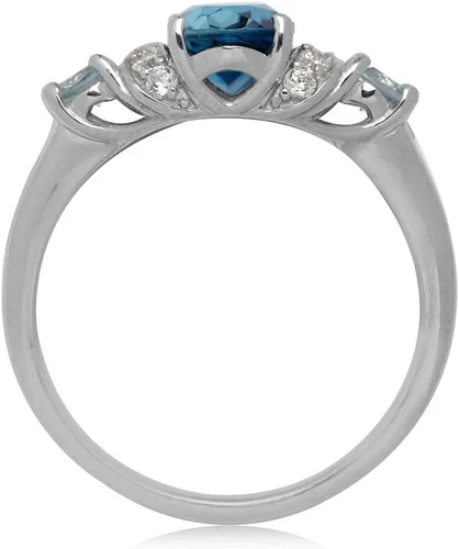 Miniatura 3 de Silvershake Genuine Gemstone White Gold Plated 925 Sterling Silver Modern Statement Right Hand or Dress Ring