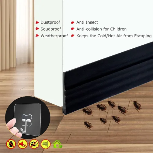 Miniatura 2 de Tapón autoadhesivo para barrido de puerta, color camello, para el hogar, burlete de goma debajo de la puerta para puertas interiores, aislamiento
