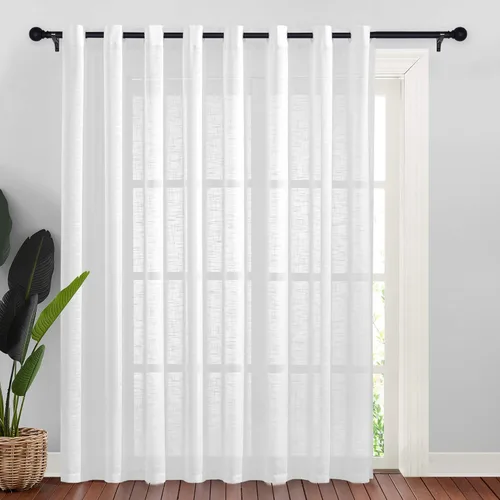 Miniatura 21 de NICETOWN Cortinas de lino transparente blanco para ventanas de 84 pulgadas de largo, cortinas verticales semitransparentes con ojales en la parte