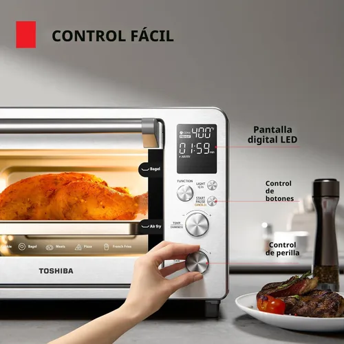 Miniatura 6 de TOSHIBA ChefFry - Combo de horno tostador y freidora de aire, gran capacidad de 26.4 cuartos de galón, horno tostador de encimera 12 en 1, acero