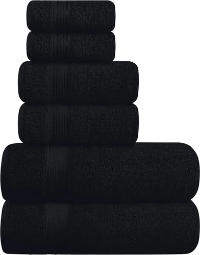 Elvana Home Juego de 6 toallas de algodón ultra suave que contiene 2 toallas de baño de 28 x 55 pulgadas, 2 toallas de mano de 16 x 24 pulgadas y 2